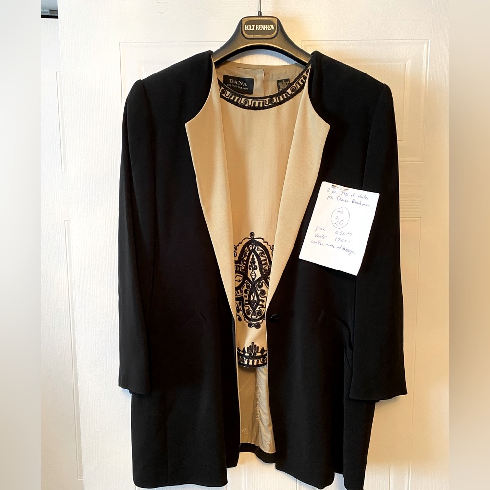 Blazer and Blouse set size 10 in black and cream
